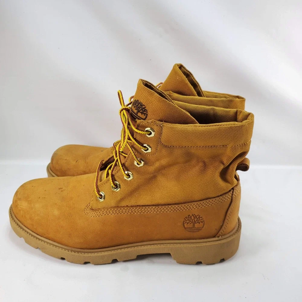Timberland 6 In Roll Top Boots Boys 6 Wheat Canvas Leather A13Q2 A1598 Lug Sole